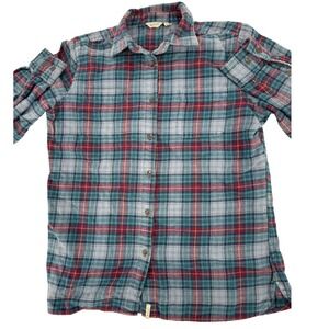 Woolrich Plaid Flannel Shirt Women's M Cotton Long Sleeve Button Up Teal Purple